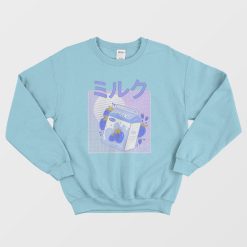 Blue Japanese Kawaii Strawberry Milkshake Funny Sweatshirt