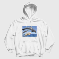 Dog Swims With Dolphins Funny Hoodie
