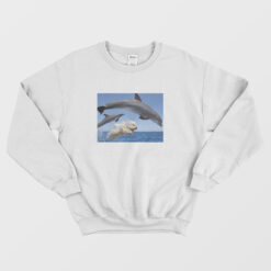 Dog Swims With Dolphins Funny Sweatshirt