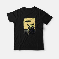 Raccoon UFO Alien Funny T-Shirt